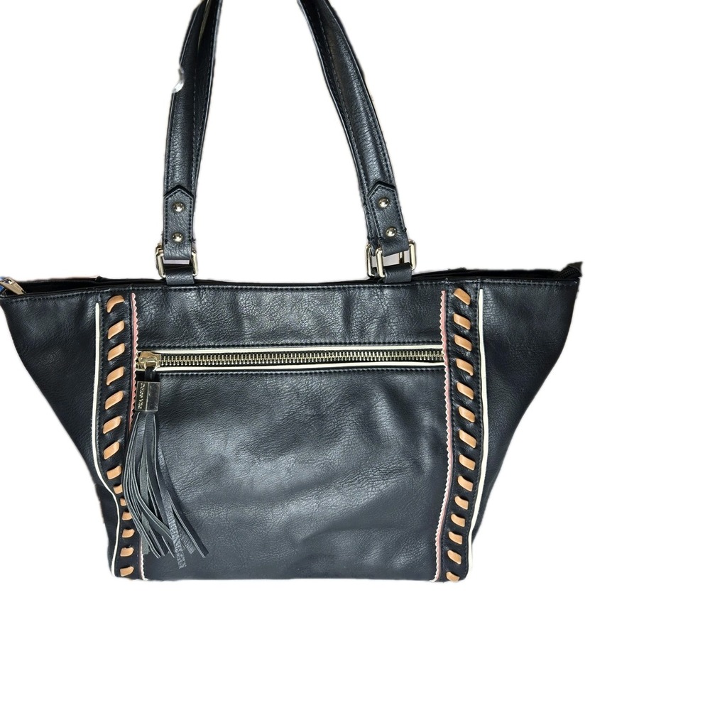 Dolce Vita Faux Leather Tote Bag Whipstitch Tassle Office On The Go Carryall
